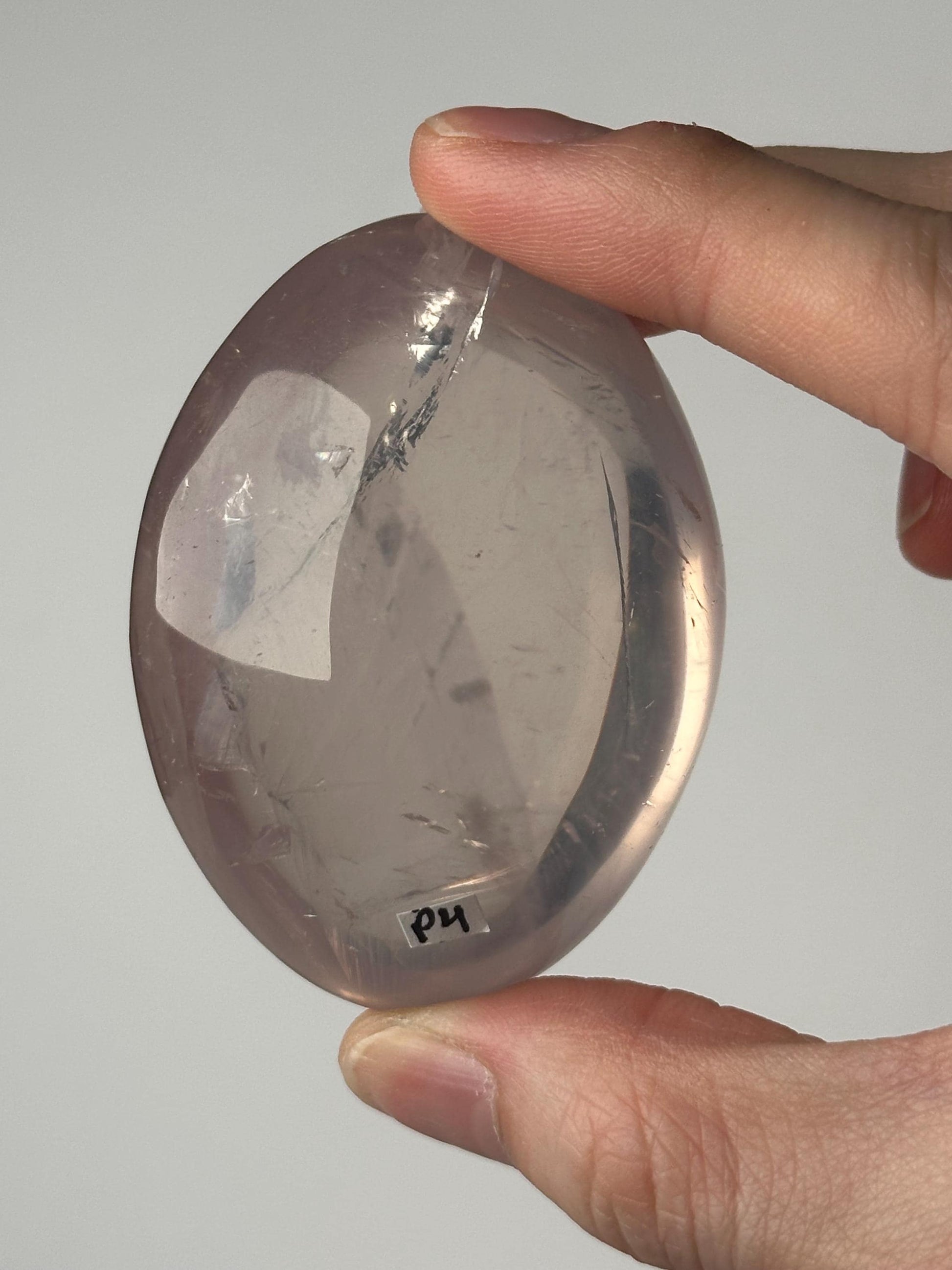 HQ Rose Girasol Quartz Palm Stone with Asterism Star | Natural Pink Quartz Hand Stone | Polished Mineral Specimen for Collectors & Display