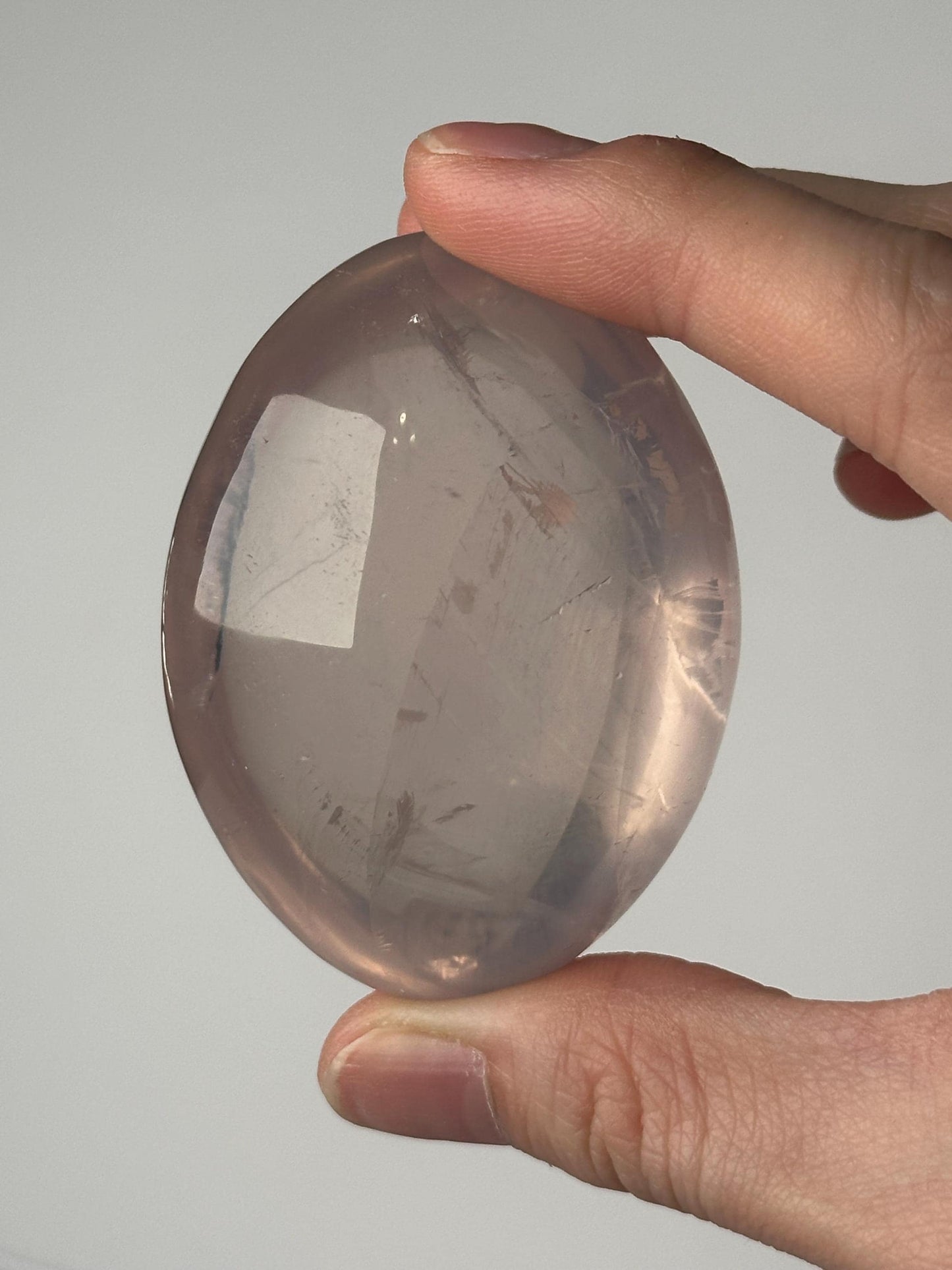 HQ Rose Girasol Quartz Palm Stone with Asterism Star | Natural Pink Quartz Hand Stone | Polished Mineral Specimen for Collectors & Display