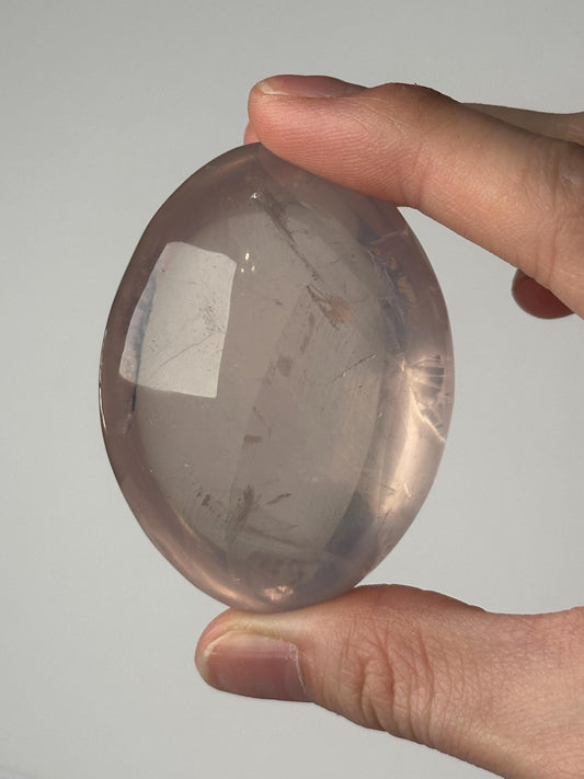 HQ Rose Girasol Quartz Palm Stone with Asterism Star | Natural Pink Quartz Hand Stone | Polished Mineral Specimen for Collectors & Display