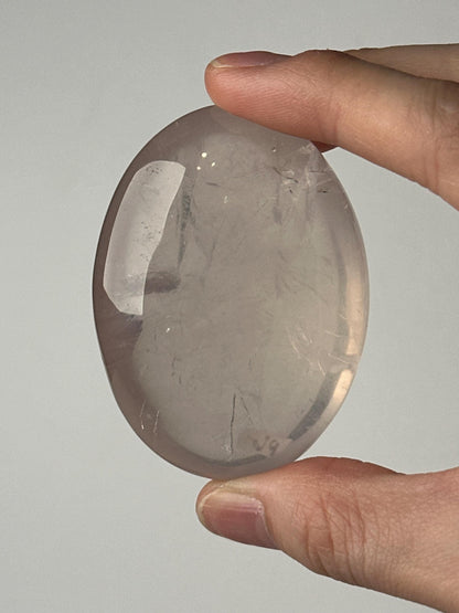 HQ Rose Girasol Quartz Palm Stone with Asterism Star | Natural Pink Quartz Hand Stone | Polished Mineral Specimen for Collectors & Display