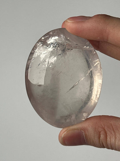 HQ Rose Girasol Quartz Palm Stone with Asterism Star | Natural Pink Quartz Hand Stone | Polished Mineral Specimen for Collectors & Display