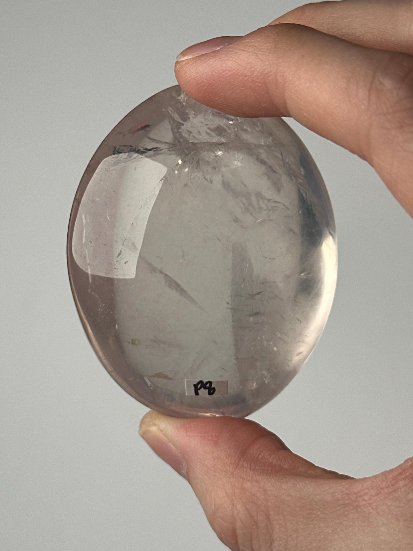 HQ Rose Girasol Quartz Palm Stone with Asterism Star | Natural Pink Quartz Hand Stone | Polished Mineral Specimen for Collectors & Display
