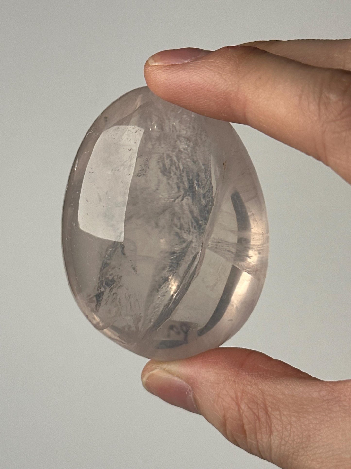 HQ Rose Girasol Quartz Palm Stone with Asterism Star | Natural Pink Quartz Hand Stone | Polished Mineral Specimen for Collectors & Display