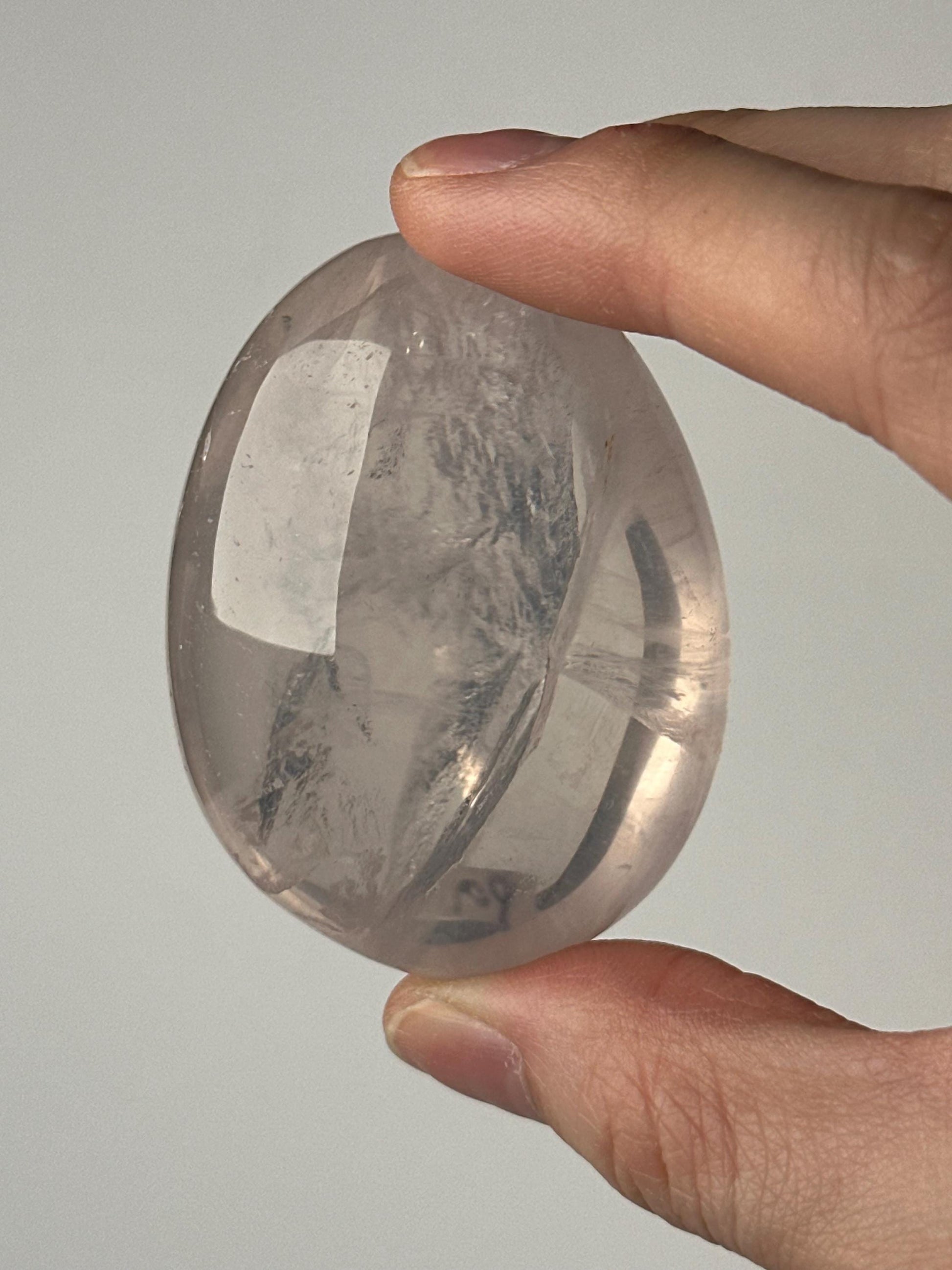 HQ Rose Girasol Quartz Palm Stone with Asterism Star | Natural Pink Quartz Hand Stone | Polished Mineral Specimen for Collectors & Display
