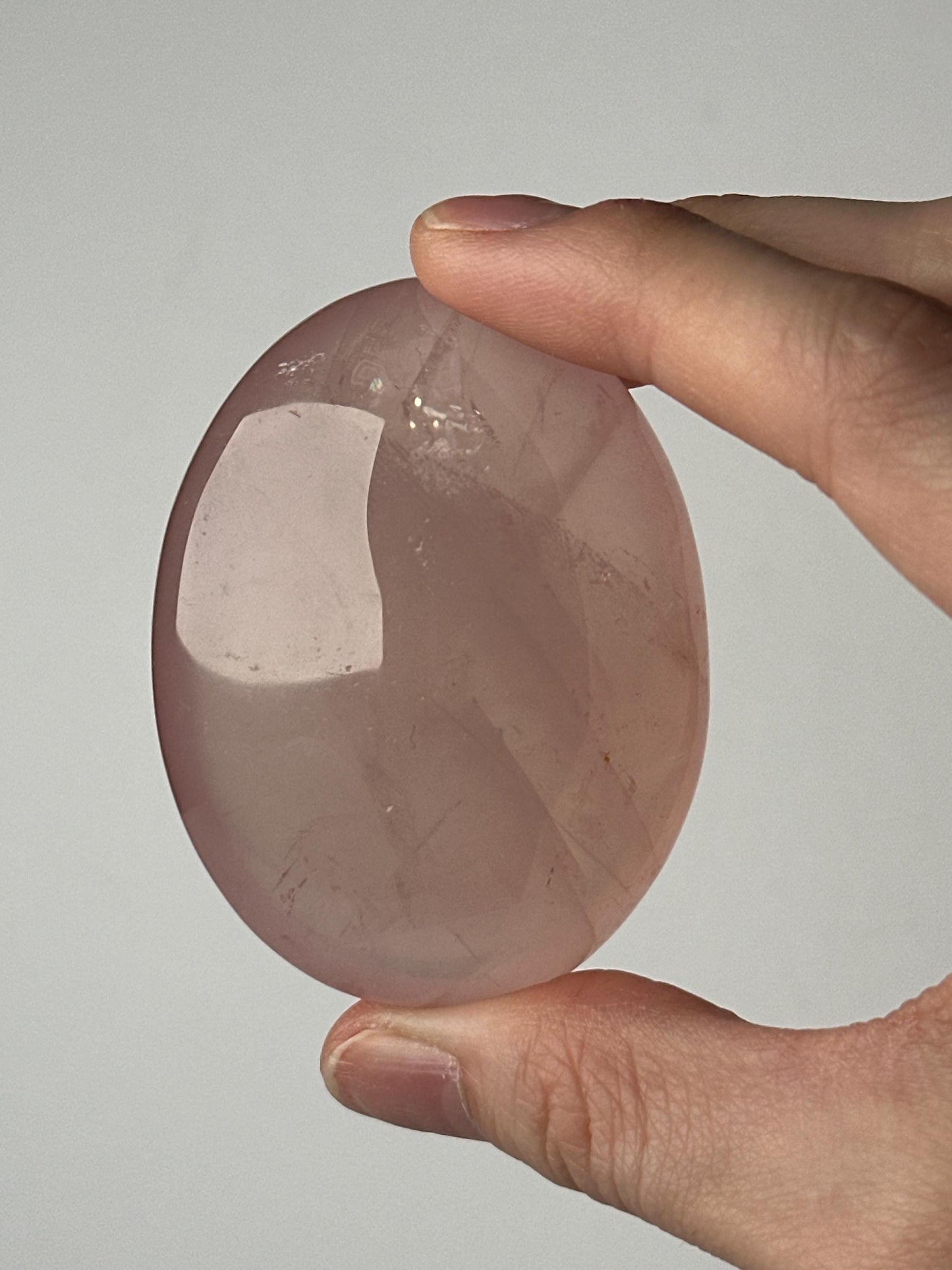 HQ Rose Girasol Quartz Palm Stone with Asterism Star | Natural Pink Quartz Hand Stone | Polished Mineral Specimen for Collectors & Display