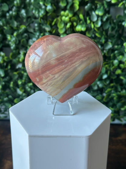 Polychrome Jasper Heart Carving | Multicolor Stone Sculpture | Smooth Mineral Display Piece | Decorative Collectible Crystal Accent