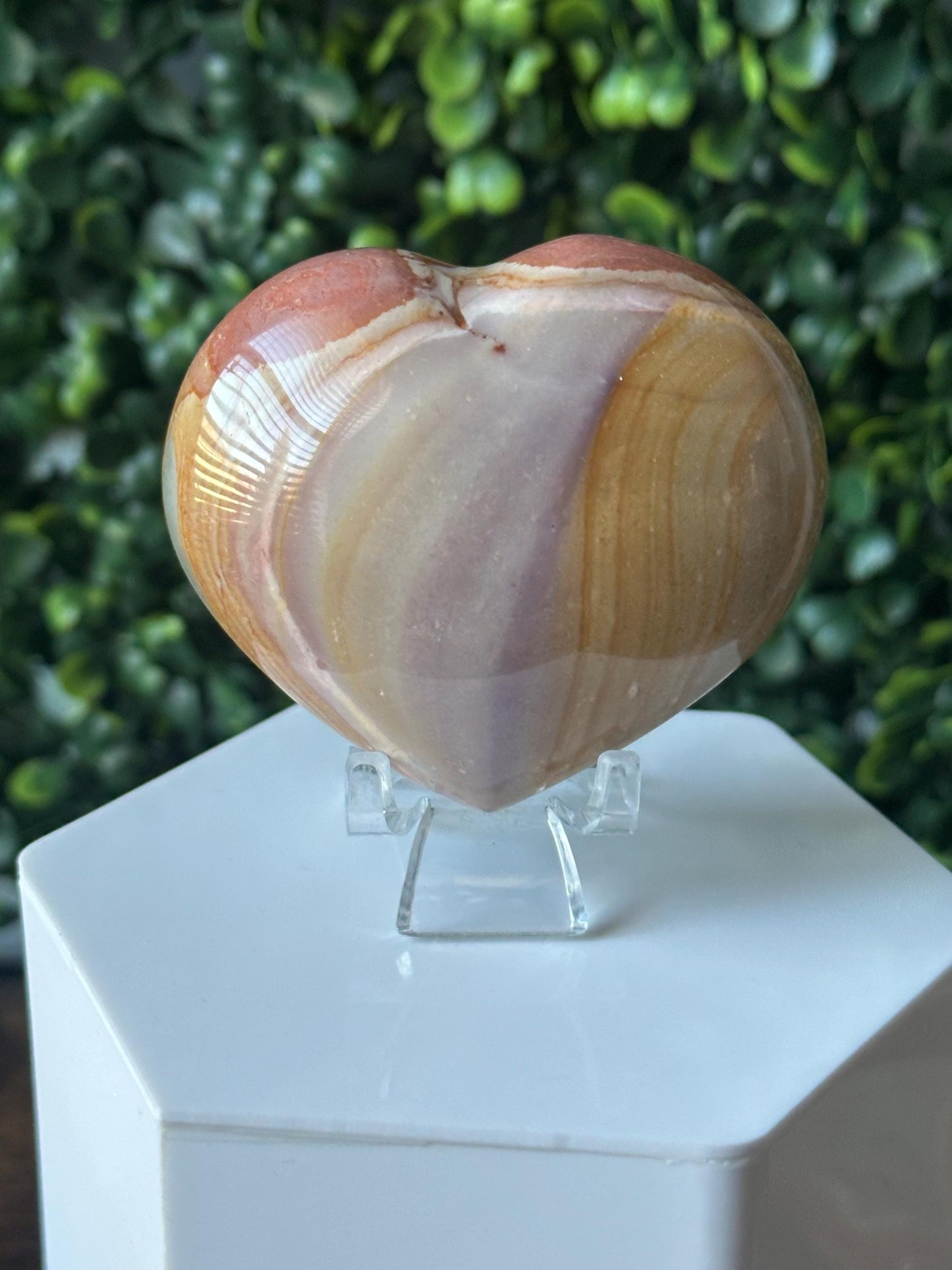 Polychrome Jasper Heart Carving | Multicolor Stone Sculpture | Smooth Mineral Display Piece | Decorative Collectible Crystal Accent