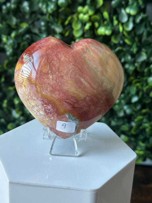 Polychrome Jasper Heart Carving | Multicolor Stone Sculpture | Smooth Mineral Display Piece | Decorative Collectible Crystal Accent