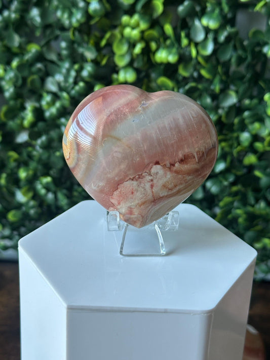 Polychrome Jasper Heart Carving | Multicolor Stone Sculpture | Smooth Mineral Display Piece | Decorative Collectible Crystal Accent