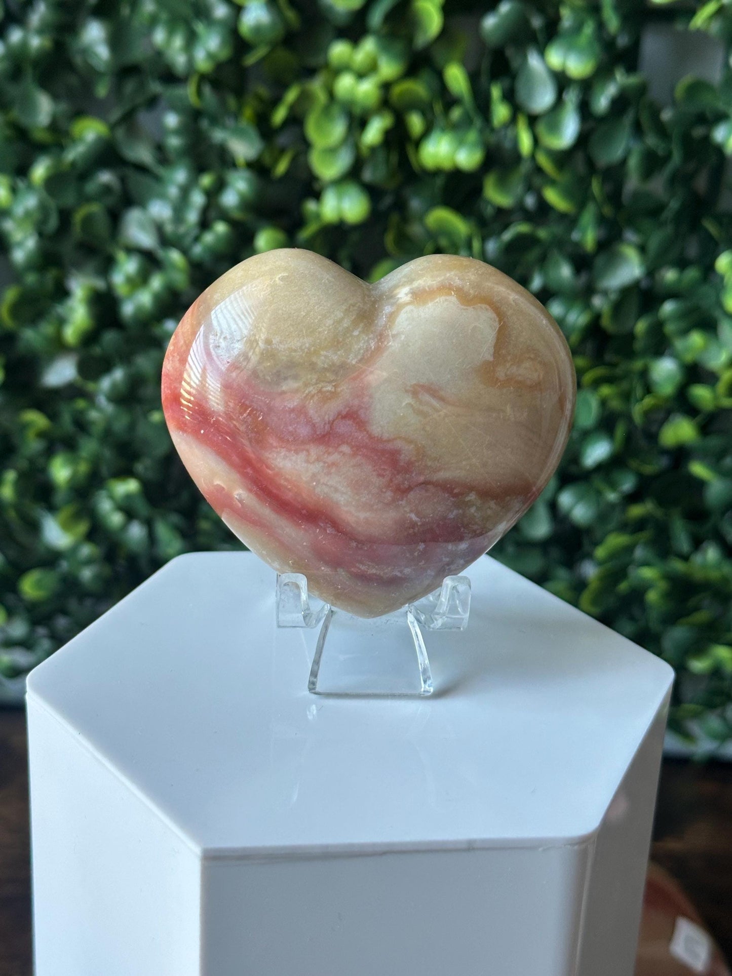 Polychrome Jasper Heart Carving | Multicolor Stone Sculpture | Smooth Mineral Display Piece | Decorative Collectible Crystal Accent