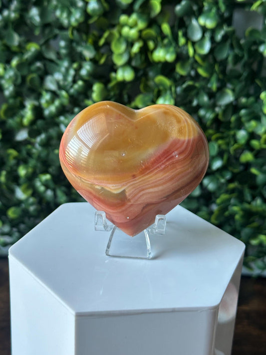 Polychrome Jasper Heart Carving | Multicolor Stone Sculpture | Smooth Mineral Display Piece | Decorative Collectible Crystal Accent