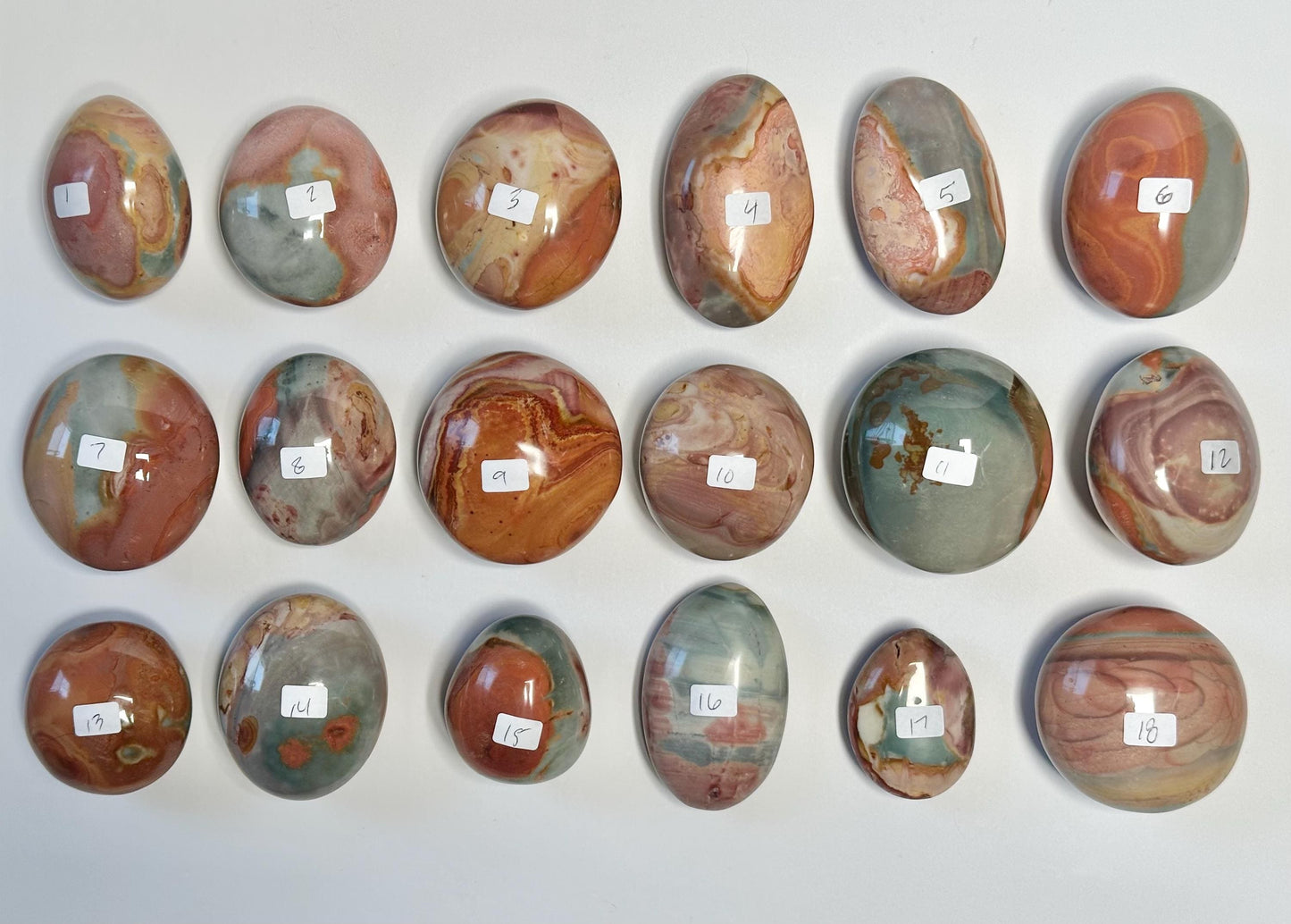 Polychrome Jasper Palmstone - YOU PICK! | Colorful Stone Handheld Sculpture | Smooth Mineral Display Piece | Decorative Crystal Collectible