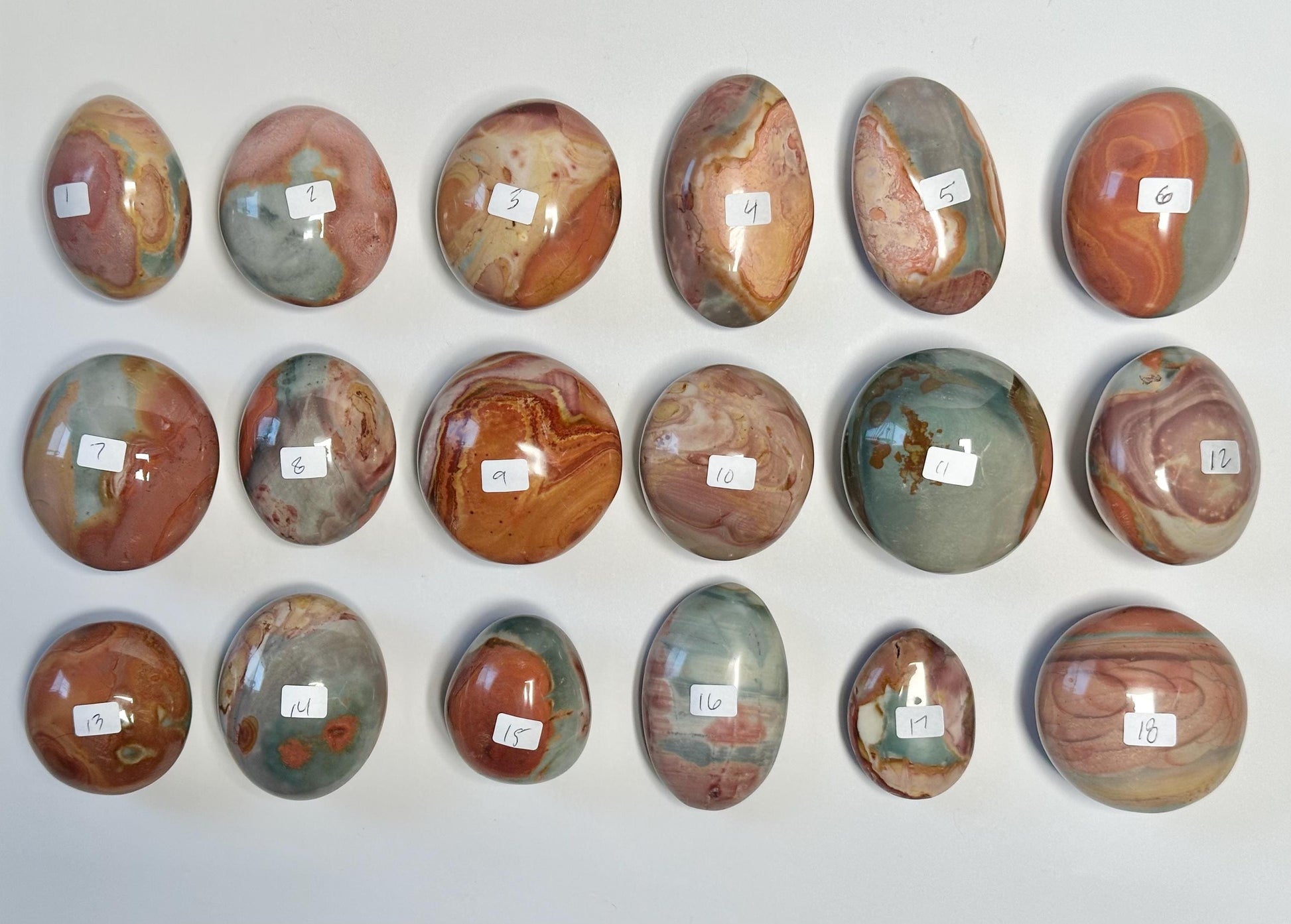Polychrome Jasper Palmstone - YOU PICK! | Colorful Stone Handheld Sculpture | Smooth Mineral Display Piece | Decorative Crystal Collectible