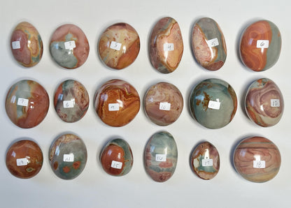 Polychrome Jasper Palmstone - YOU PICK! | Colorful Stone Handheld Sculpture | Smooth Mineral Display Piece | Decorative Crystal Collectible
