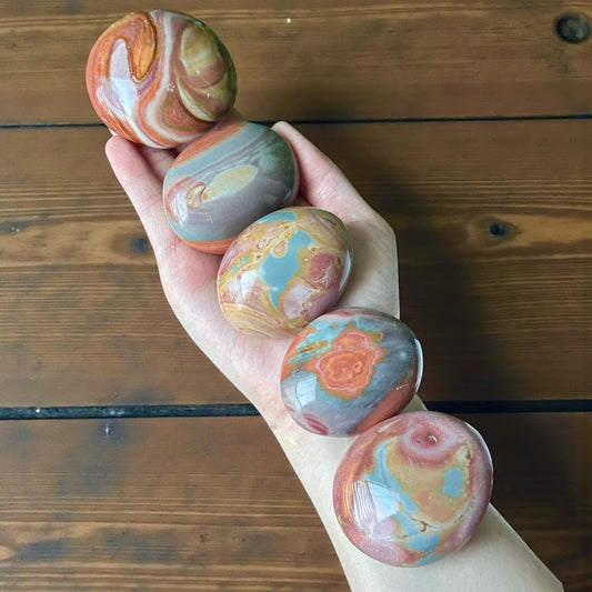 Polychrome Jasper Palmstone - YOU PICK! | Colorful Stone Handheld Sculpture | Smooth Mineral Display Piece | Decorative Crystal Collectible