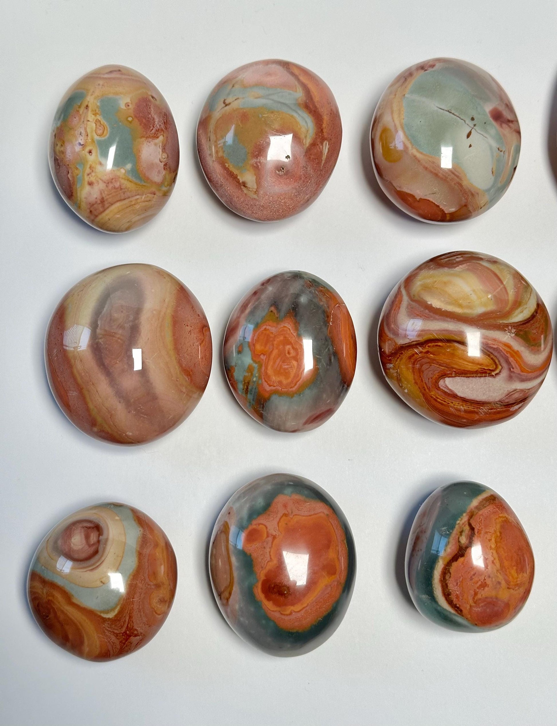 Polychrome Jasper Palmstone - YOU PICK! | Colorful Stone Handheld Sculpture | Smooth Mineral Display Piece | Decorative Crystal Collectible