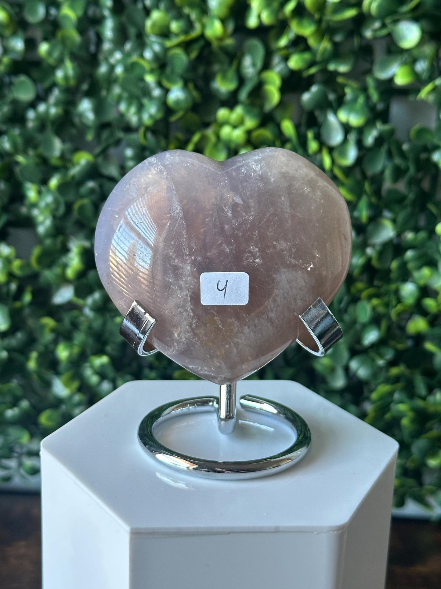 Blue Rose Quartz Heart with Metal Stand | Natural Quartz Crystal Heart Display | Polished Stone Decor Piece for Collectors & Home Shelves