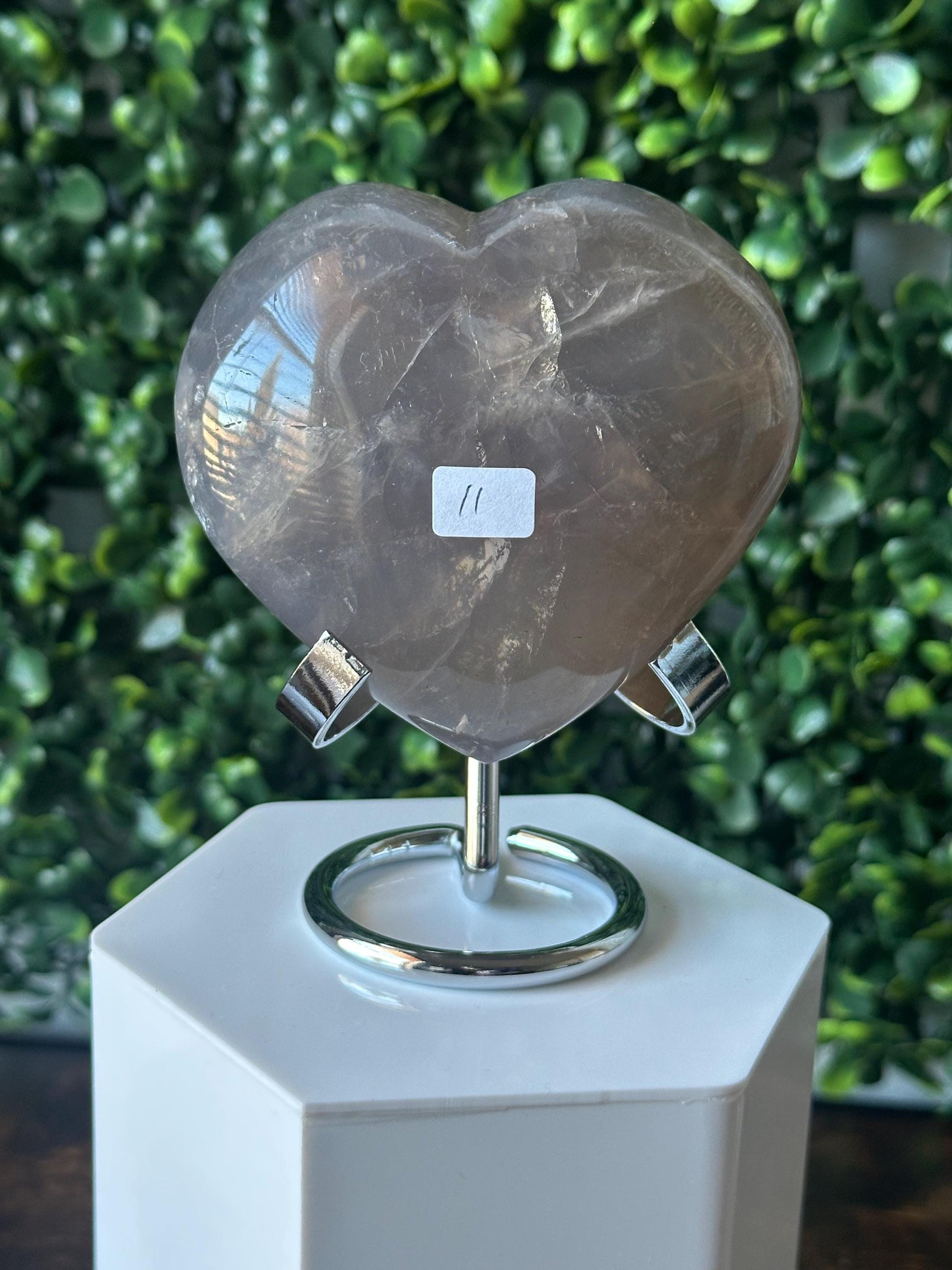 Blue Rose Quartz Heart with Metal Stand | Natural Quartz Crystal Heart Display | Polished Stone Decor Piece for Collectors & Home Shelves
