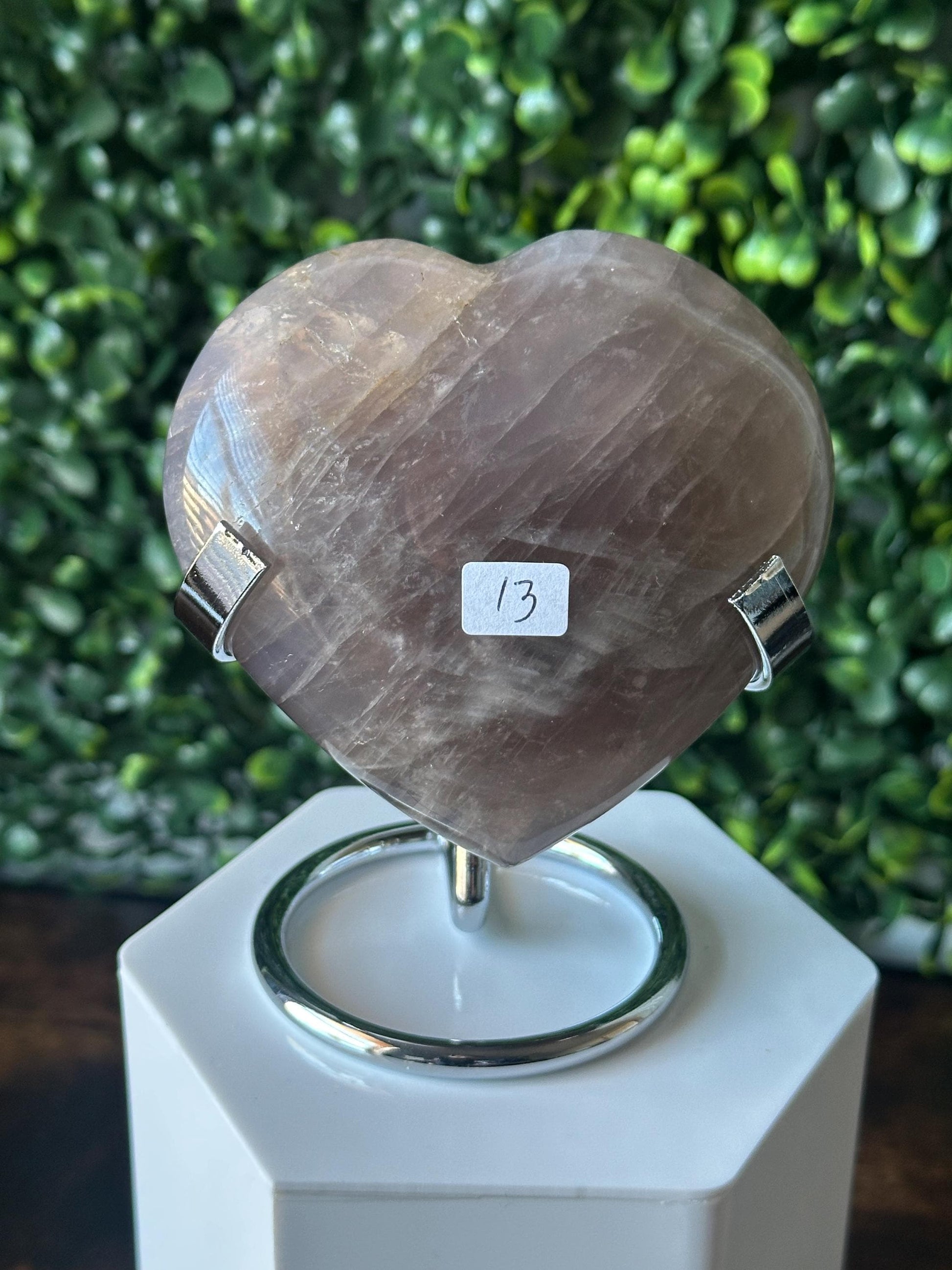 Blue Rose Quartz Heart with Metal Stand | Natural Quartz Crystal Heart Display | Polished Stone Decor Piece for Collectors & Home Shelves