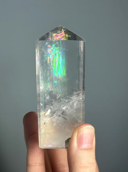 Optical Calcite Tower | Natural Clear Calcite Crystal Point | Polished Standing Iceland Spar Mineral Specimen for Collectors Display Decor