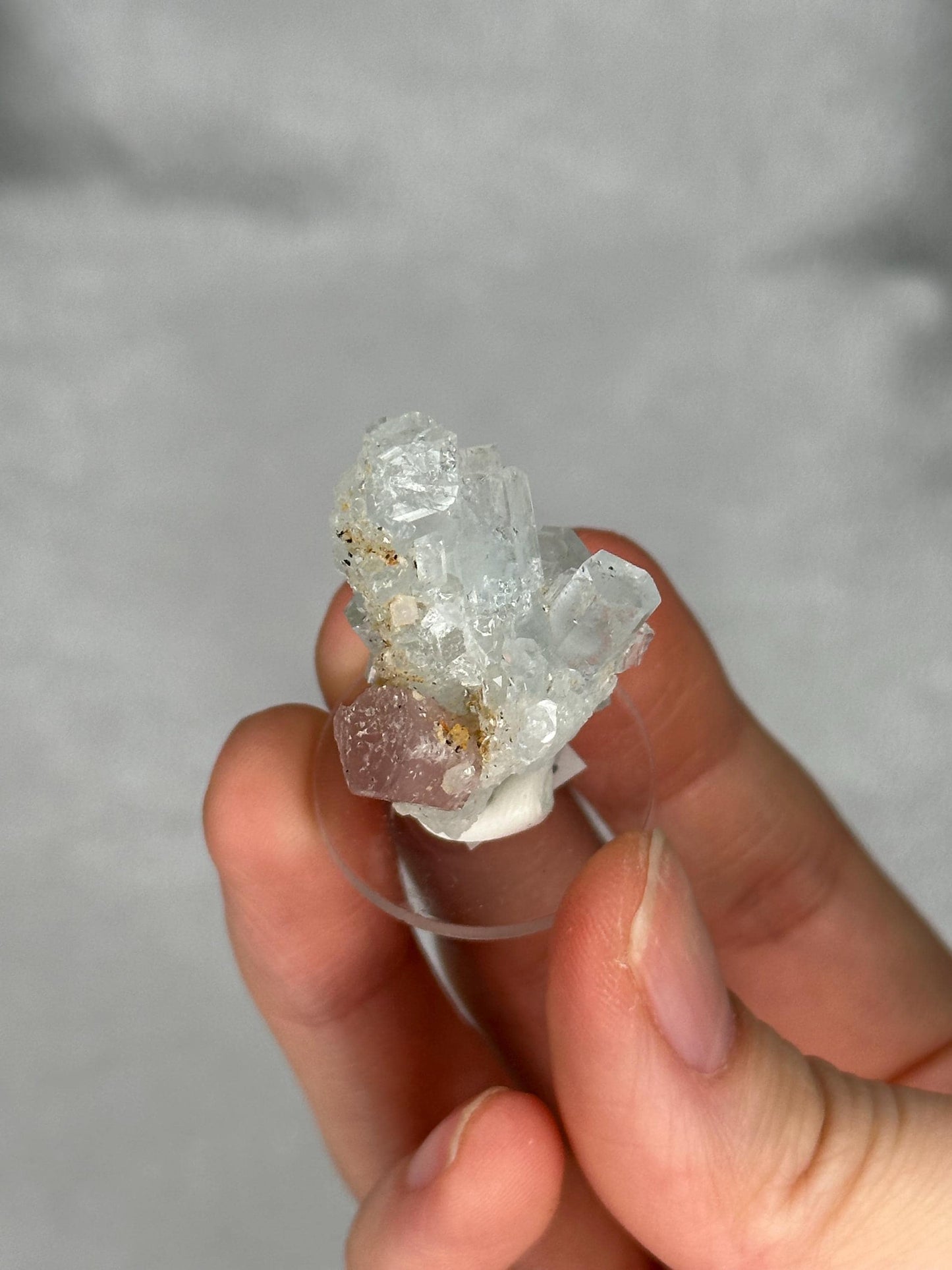 Pink Apatite Specimen with Aquamarine | Natural Crystal Association | Raw Mineral Display Piece | Collector Showcase Accent