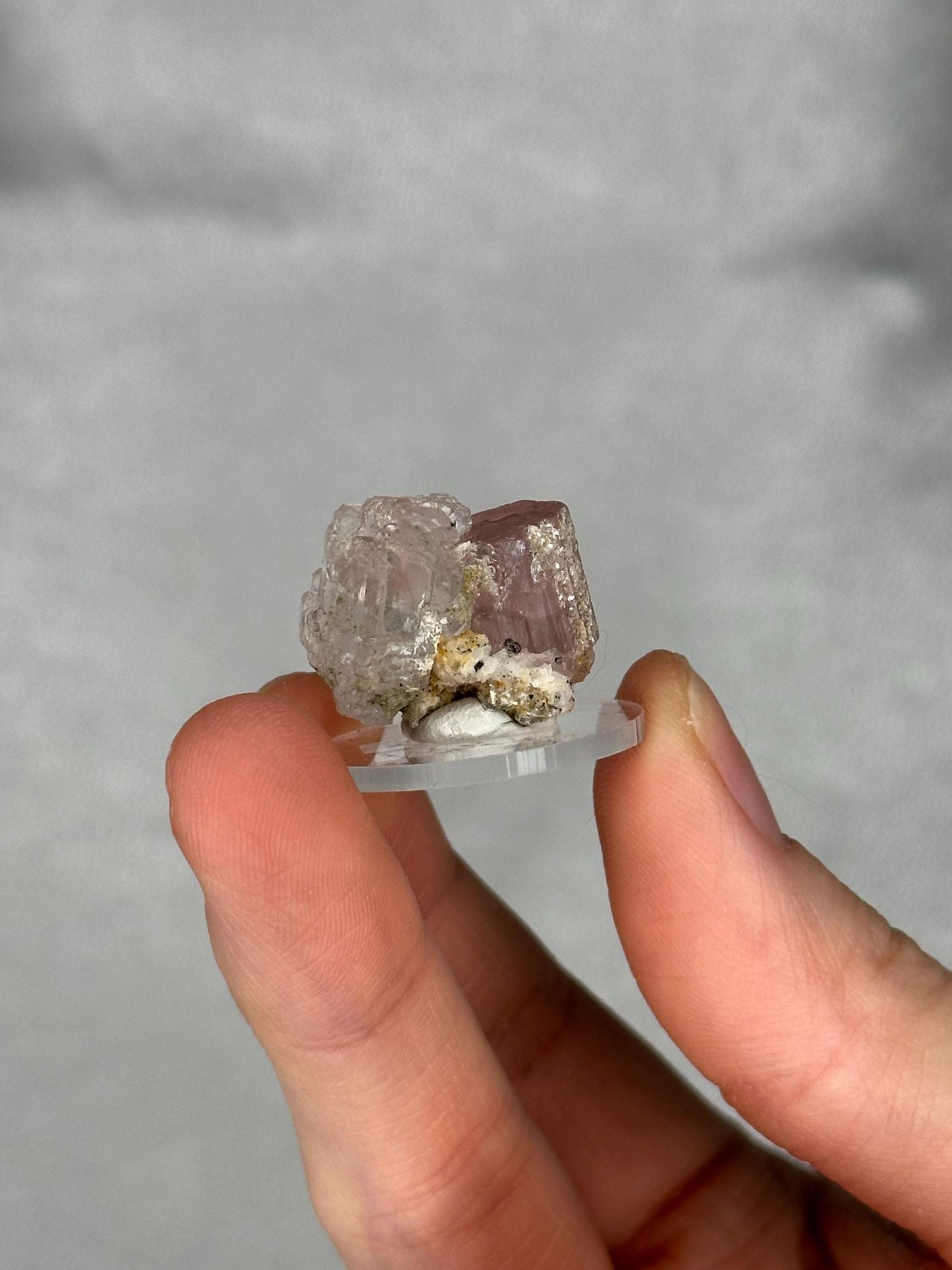 Pink Apatite with Clear Fluorite | Natural Crystal Association | Raw Mineral Display Piece | Collector Showcase Decorative Accent