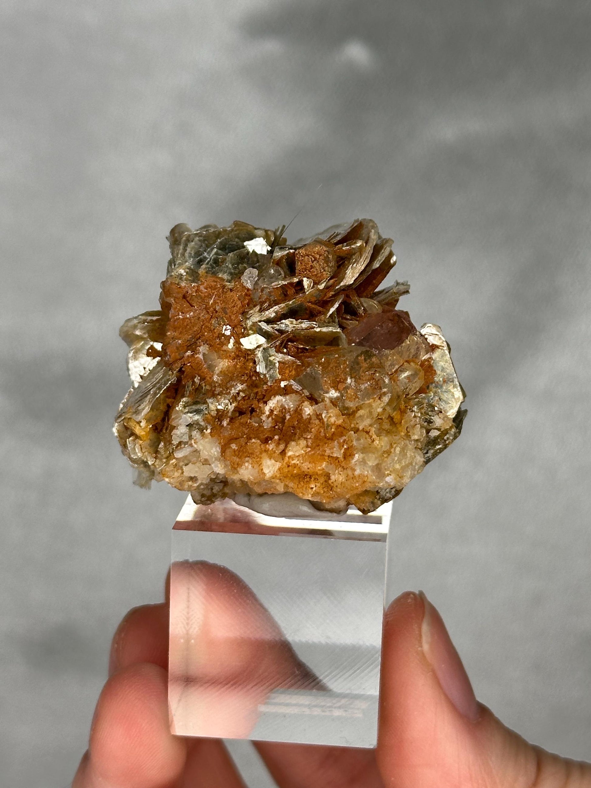 Gemmy Pink Apatite Muscovite Specimen | Rosy Crystal Formation | Natural Mineral Display Piece | Collector Showcase Decorative Accent