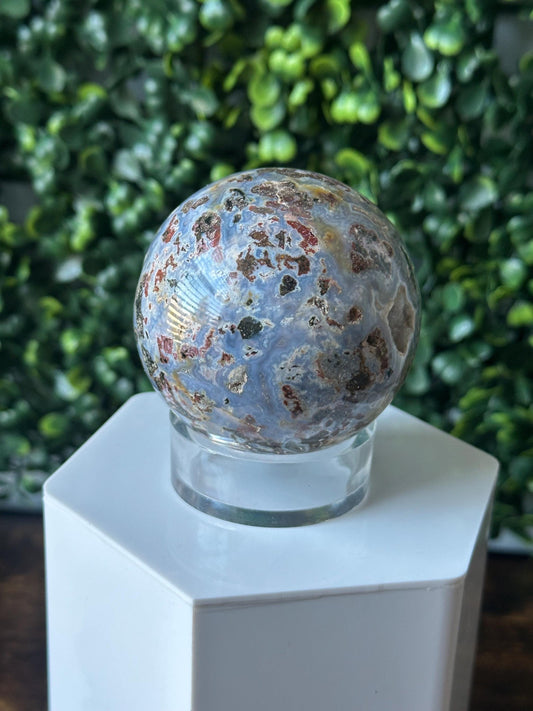 Sea Jasper Sphere | Natural Ocean Jasper Crystal Orb | Polished Stone Ball Mineral Specimen | Collector Display Decorative Accent
