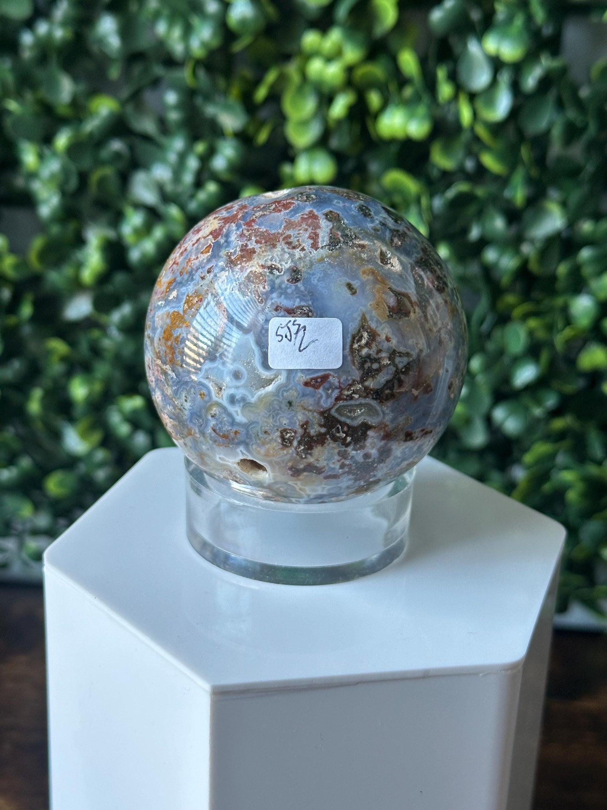Sea Jasper Sphere | Natural Ocean Jasper Crystal Orb | Polished Stone Ball Mineral Specimen | Collector Display Decorative Accent