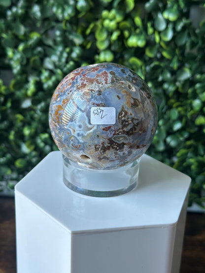 Sea Jasper Sphere | Natural Ocean Jasper Crystal Orb | Polished Stone Ball Mineral Specimen | Collector Display Decorative Accent