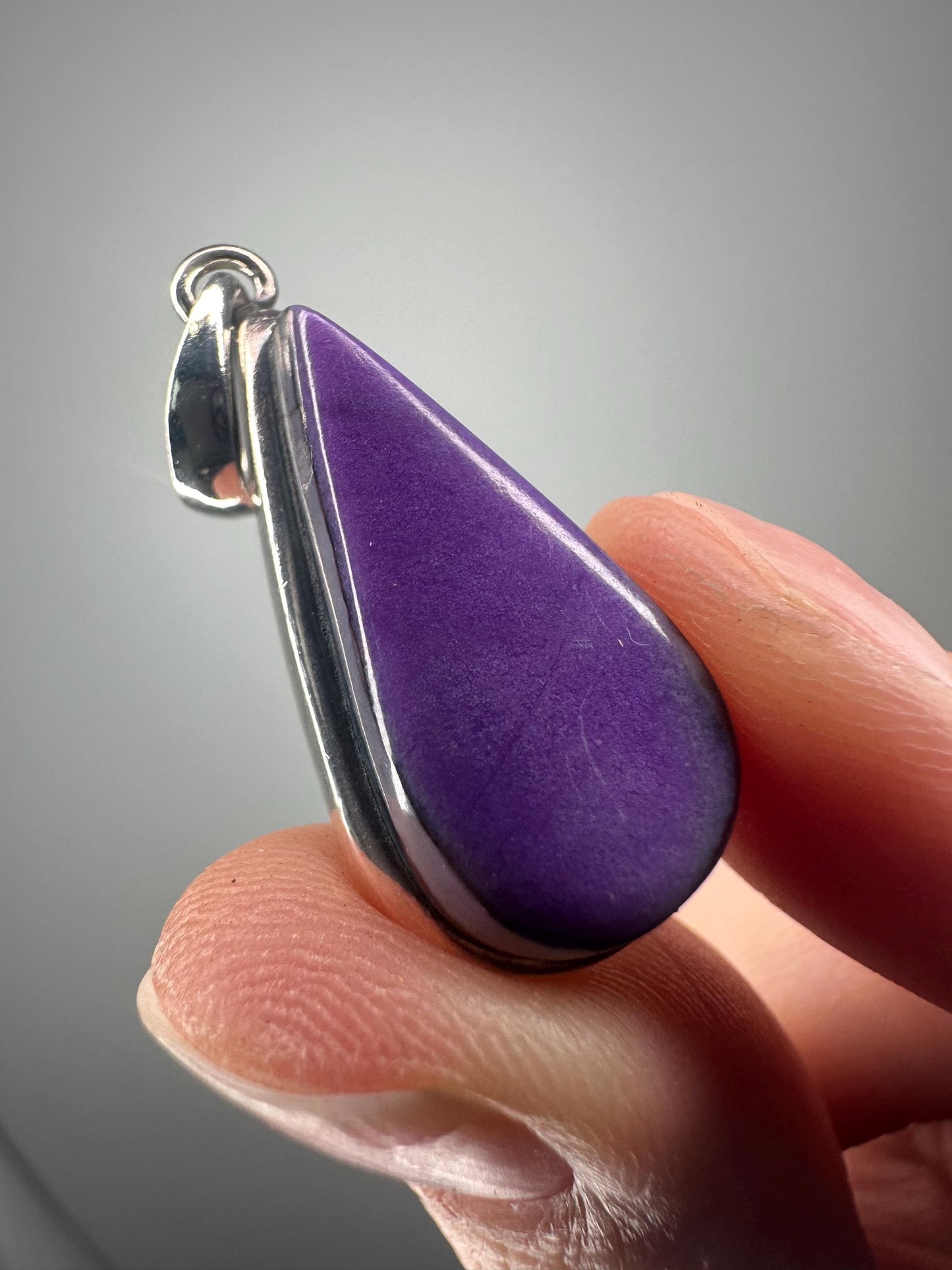 Sugilite Sterling Silver Pendant | Natural Purple Gemstone Jewelry | Polished Cabochon Setting for Collectors and Wear