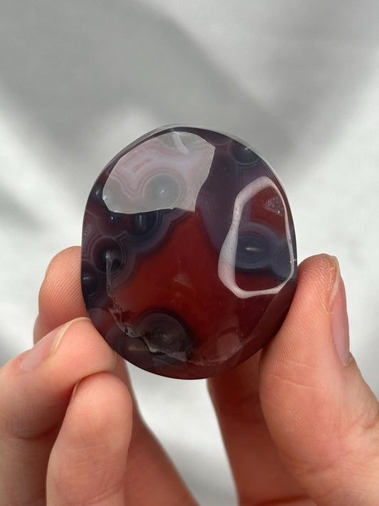 Swazi Agate Palm Stone | Natural Banded Agate Hand Stone | Smooth Polished Mineral Specimen for Collectors & Display