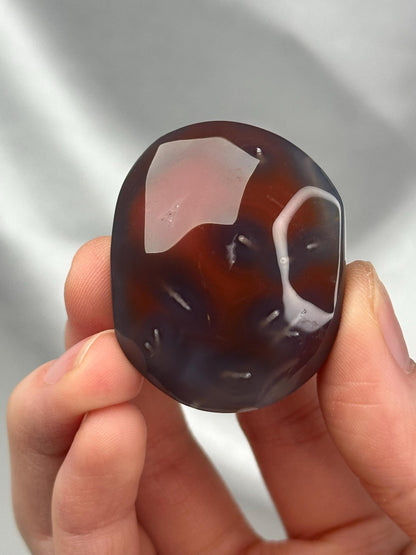 Swazi Agate Palm Stone | Natural Banded Agate Hand Stone | Smooth Polished Mineral Specimen for Collectors & Display