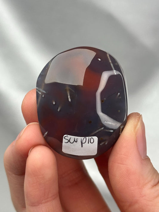 Swazi Agate Palm Stone | Natural Banded Agate Hand Stone | Smooth Polished Mineral Specimen for Collectors & Display