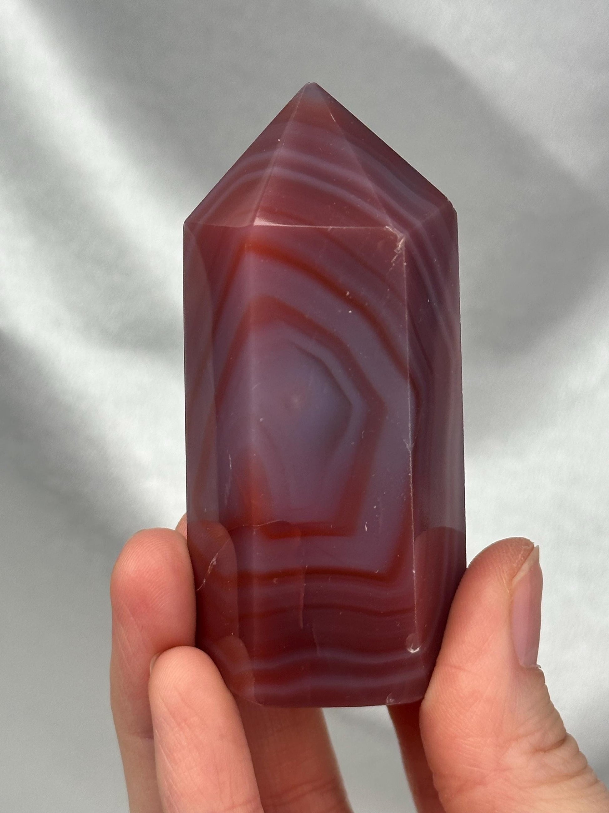 Swazi Agate Tower | Natural Banded Agate Crystal Point | Polished Standing Mineral Specimen for Collectors & Display
