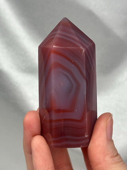 Swazi Agate Tower | Natural Banded Agate Crystal Point | Polished Standing Mineral Specimen for Collectors & Display