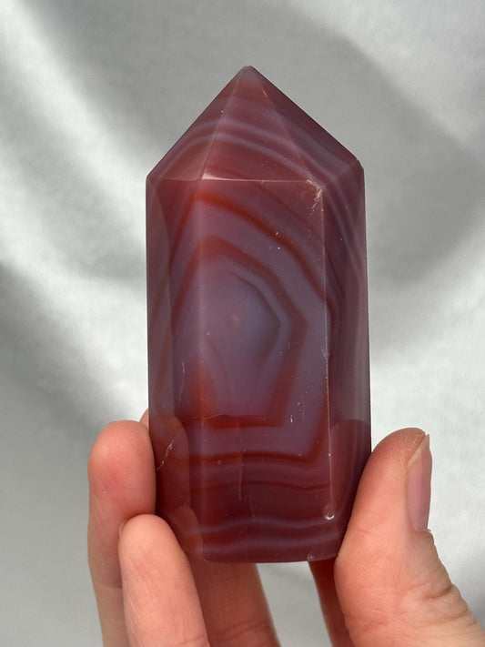 Swazi Agate Tower | Natural Banded Agate Crystal Point | Polished Standing Mineral Specimen for Collectors & Display