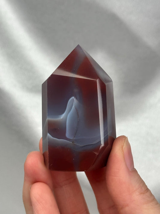Swazi Agate Tower | Natural Banded Agate Crystal Point | Polished Standing Mineral Specimen for Collectors & Display