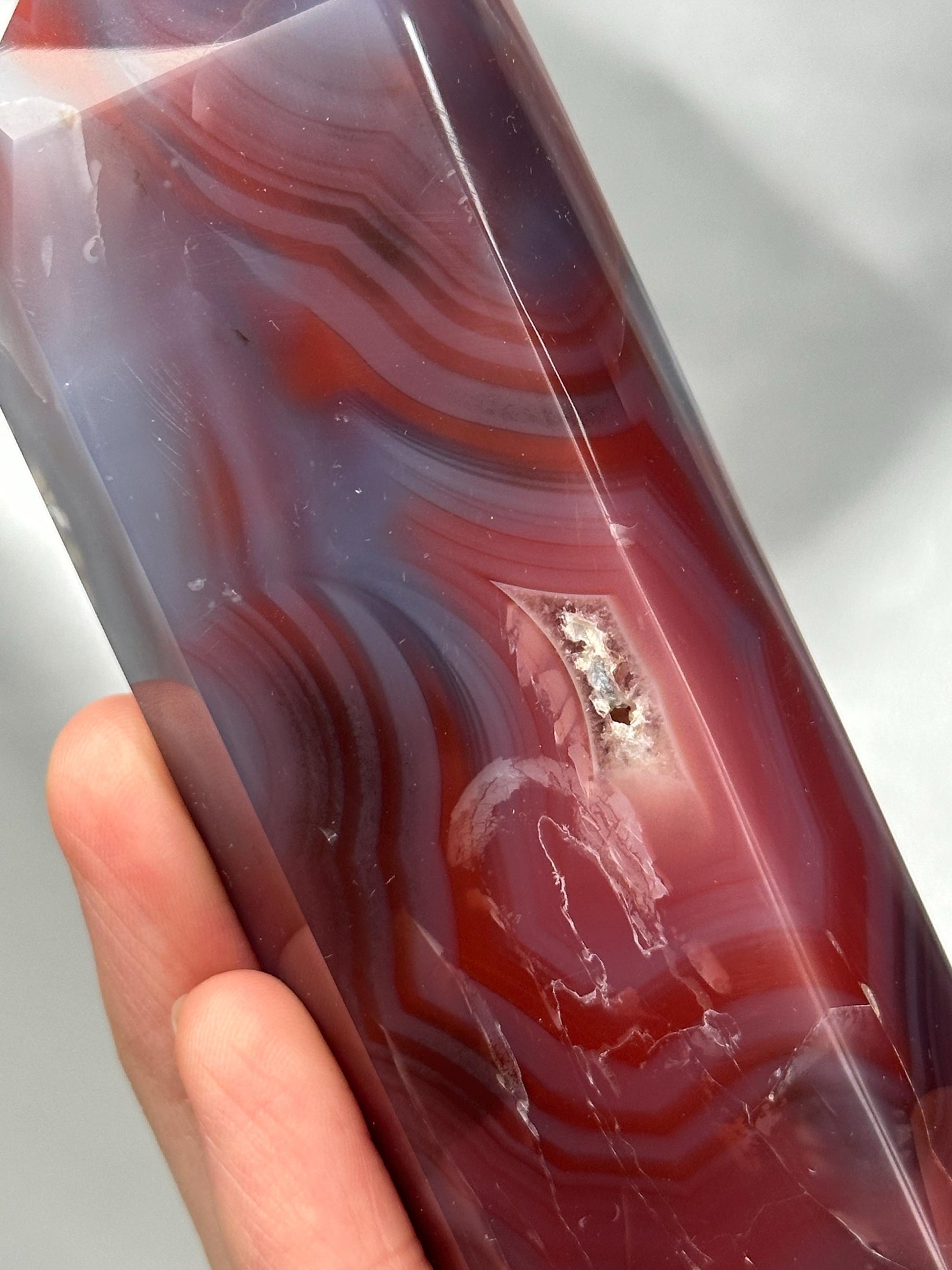 Swazi Agate Tower | Natural Banded Agate Crystal Point | Polished Standing Mineral Specimen for Collectors & Display