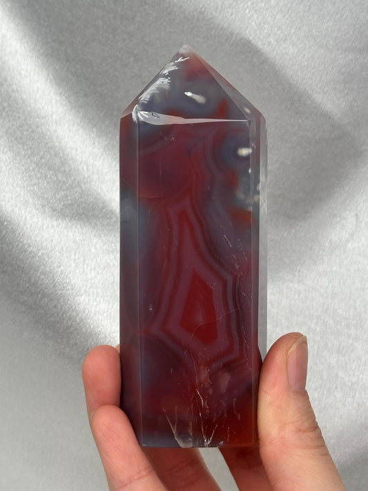 Swazi Agate Tower | Natural Banded Agate Crystal Point | Polished Standing Mineral Specimen for Collectors & Display