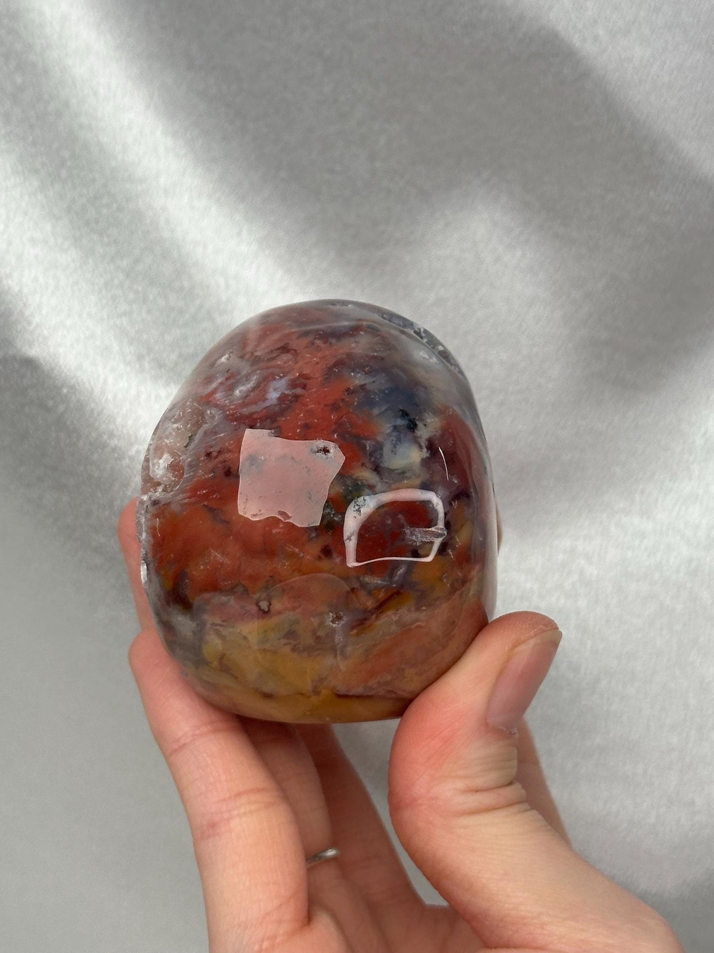 Ocean Jasper Skull Carving | Colorful Sea Jasper Crystal Skull | Polished Stone Sculpture Mineral Specimen for Collectors & Display