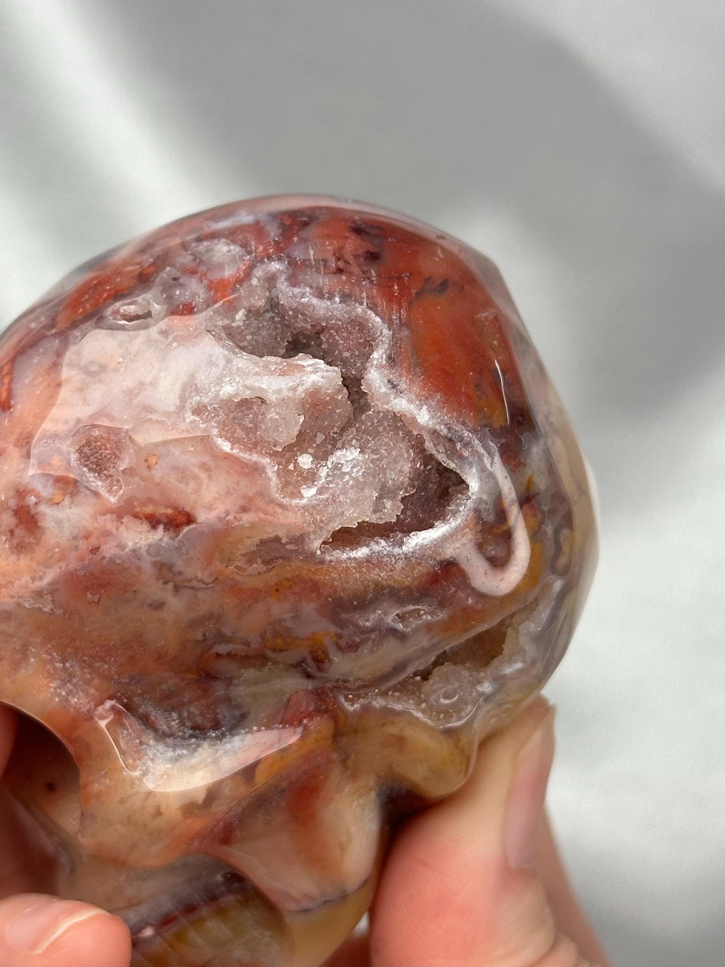 Ocean Jasper Skull Carving | Colorful Sea Jasper Crystal Skull | Polished Stone Sculpture Mineral Specimen for Collectors & Display