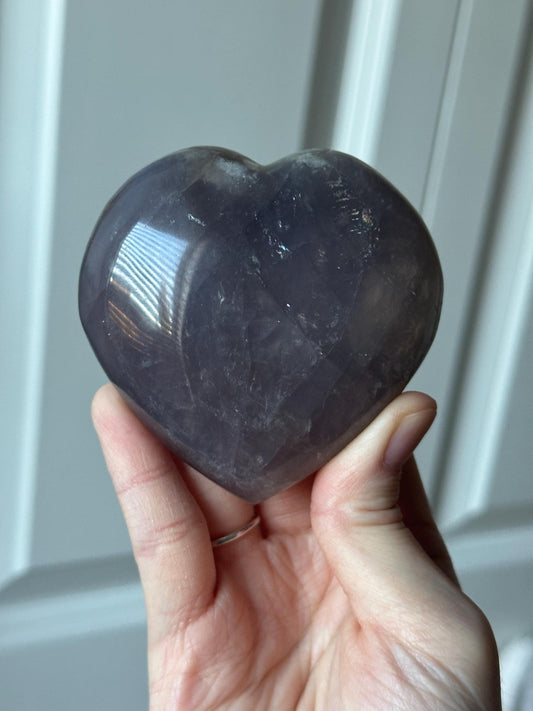 Blue Rose Quartz Heart with Metal Stand | Natural Quartz Crystal Heart Display | Polished Stone Decor Piece for Collectors & Home Shelves