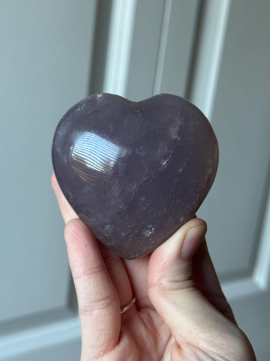 Blue Rose Quartz Heart with Metal Stand | Natural Quartz Crystal Heart Display | Polished Stone Decor Piece for Collectors & Home Shelves
