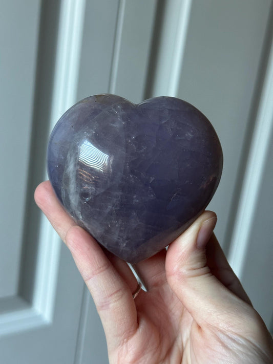 Blue Rose Quartz Heart with Metal Stand | Natural Quartz Crystal Heart Display | Polished Stone Decor Piece for Collectors & Home Shelves