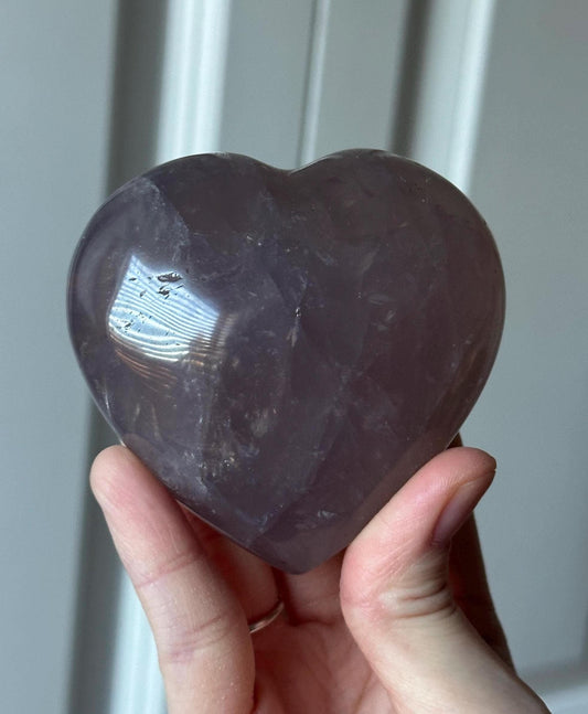 Blue Rose Quartz Heart with Metal Stand | Natural Quartz Crystal Heart Display | Polished Stone Decor Piece for Collectors & Home Shelves