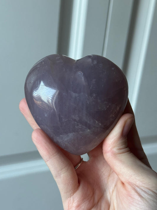 Blue Rose Quartz Heart with Metal Stand | Natural Quartz Crystal Heart Display | Polished Stone Decor Piece for Collectors & Home Shelves