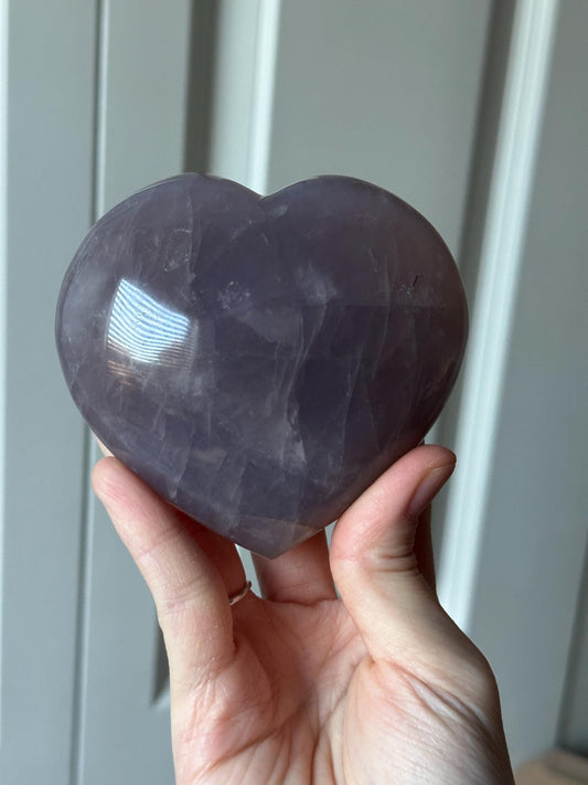 Blue Rose Quartz Heart with Metal Stand | Natural Quartz Crystal Heart Display | Polished Stone Decor Piece for Collectors & Home Shelves