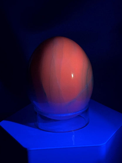 Mangano Calcite Egg | Natural Pink Calcite Crystal Egg | UV Reactive Mineral Specimen for Collectors & Display