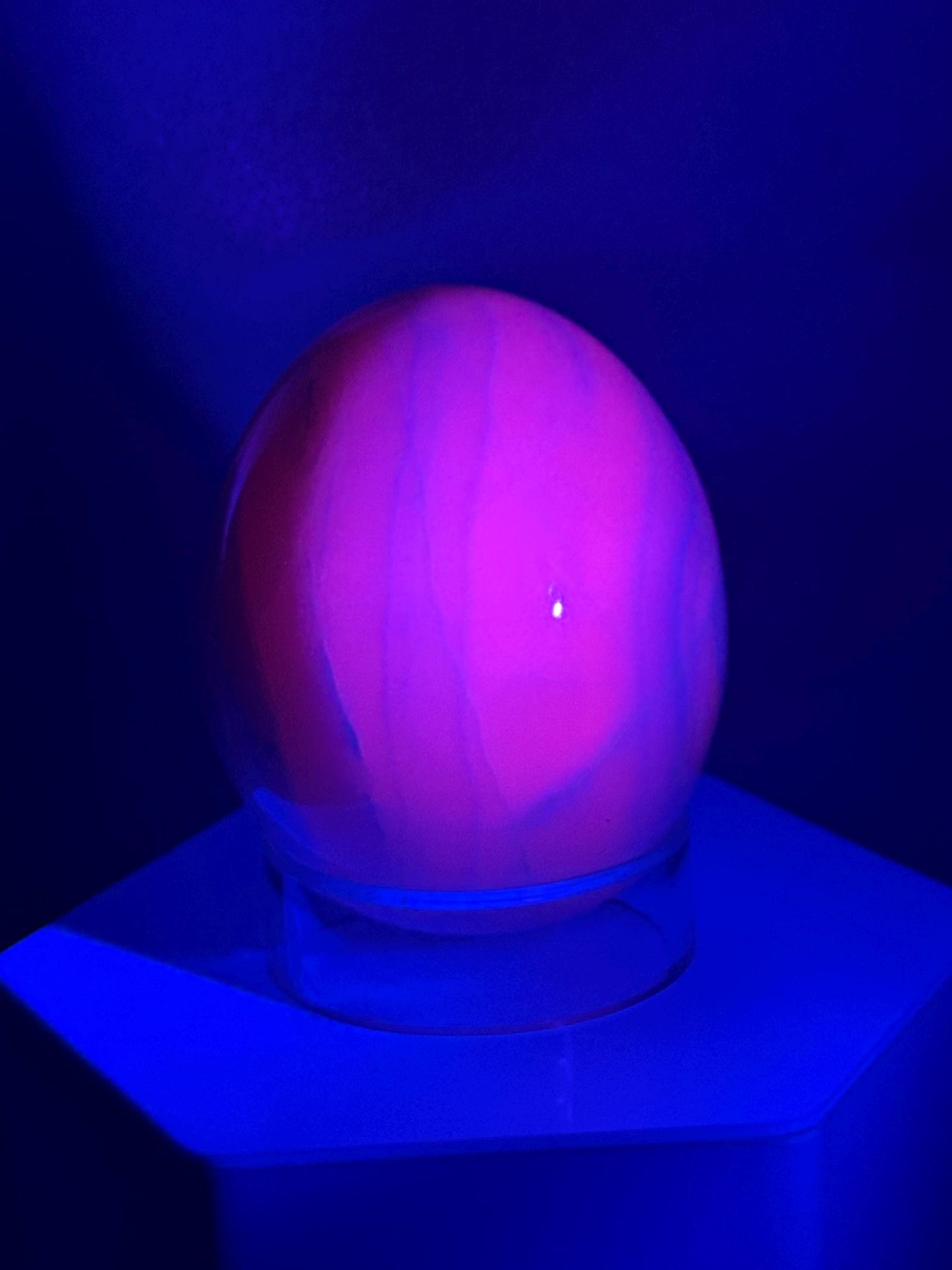 Mangano Calcite Egg | Natural Pink Calcite Crystal Egg | UV Reactive Mineral Specimen for Collectors & Display
